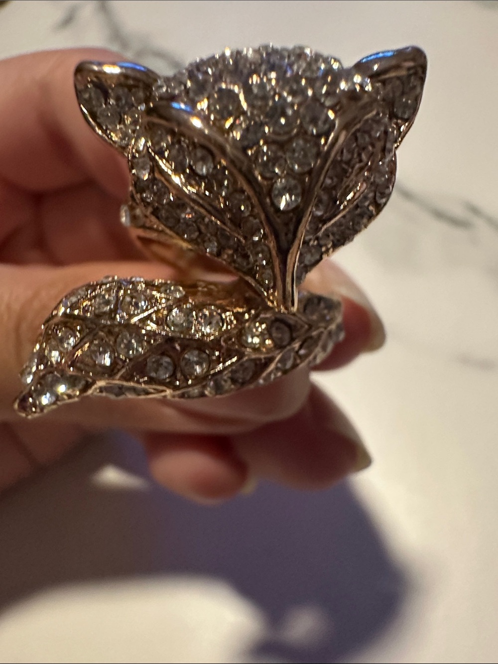 Crystal Fox Statement Ring - Gold Tone